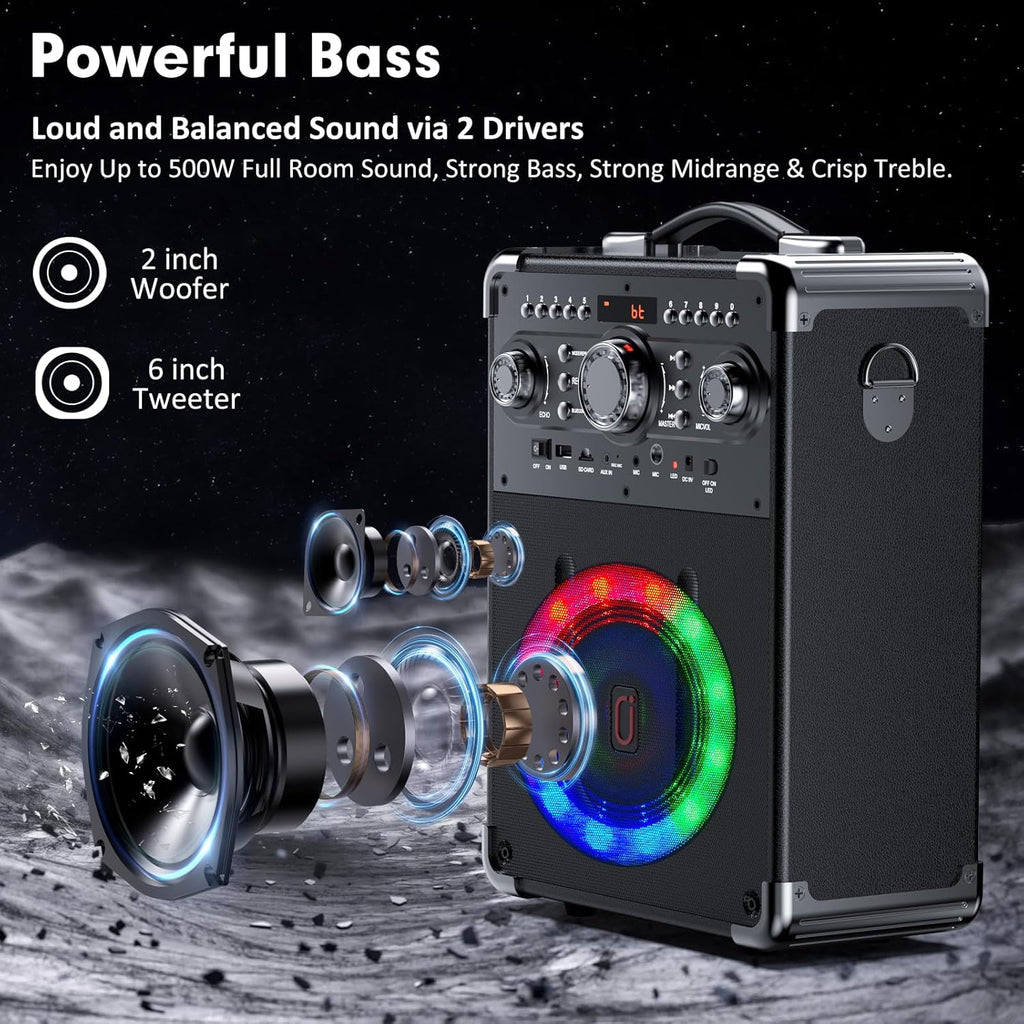 Bluetooth Karaoke Machine with 3 Wireless Microphones and Disco Lights O279