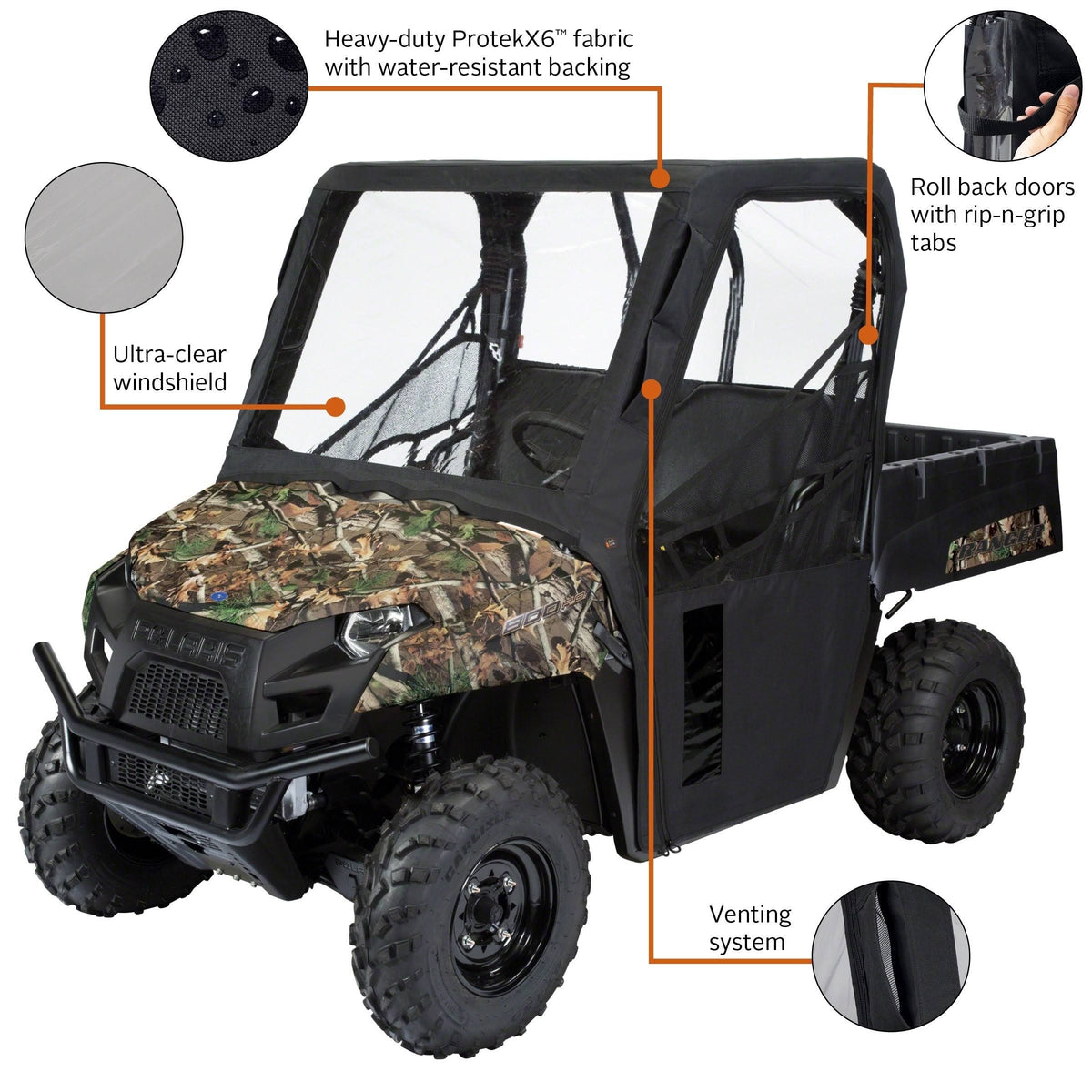 Black UTV Cab Enclosure A156