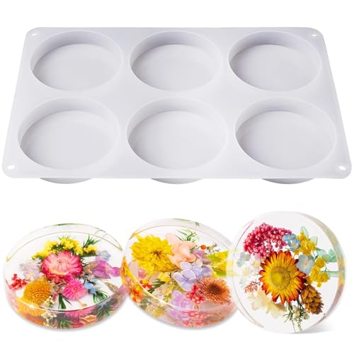 Large 6 Cavity Round Silicone Coaster Molds X556