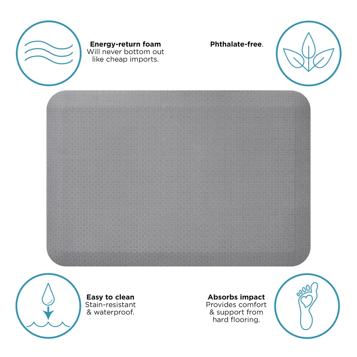 Light Gray 20" x 30" Kitchen Floor Mat X7308