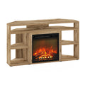 Corner TV Stand with Fireplace, Flagstaff Oak H45294