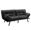 Black Memory Foam Convertible Futon Sofa Bed with Adjustable Armrest T277