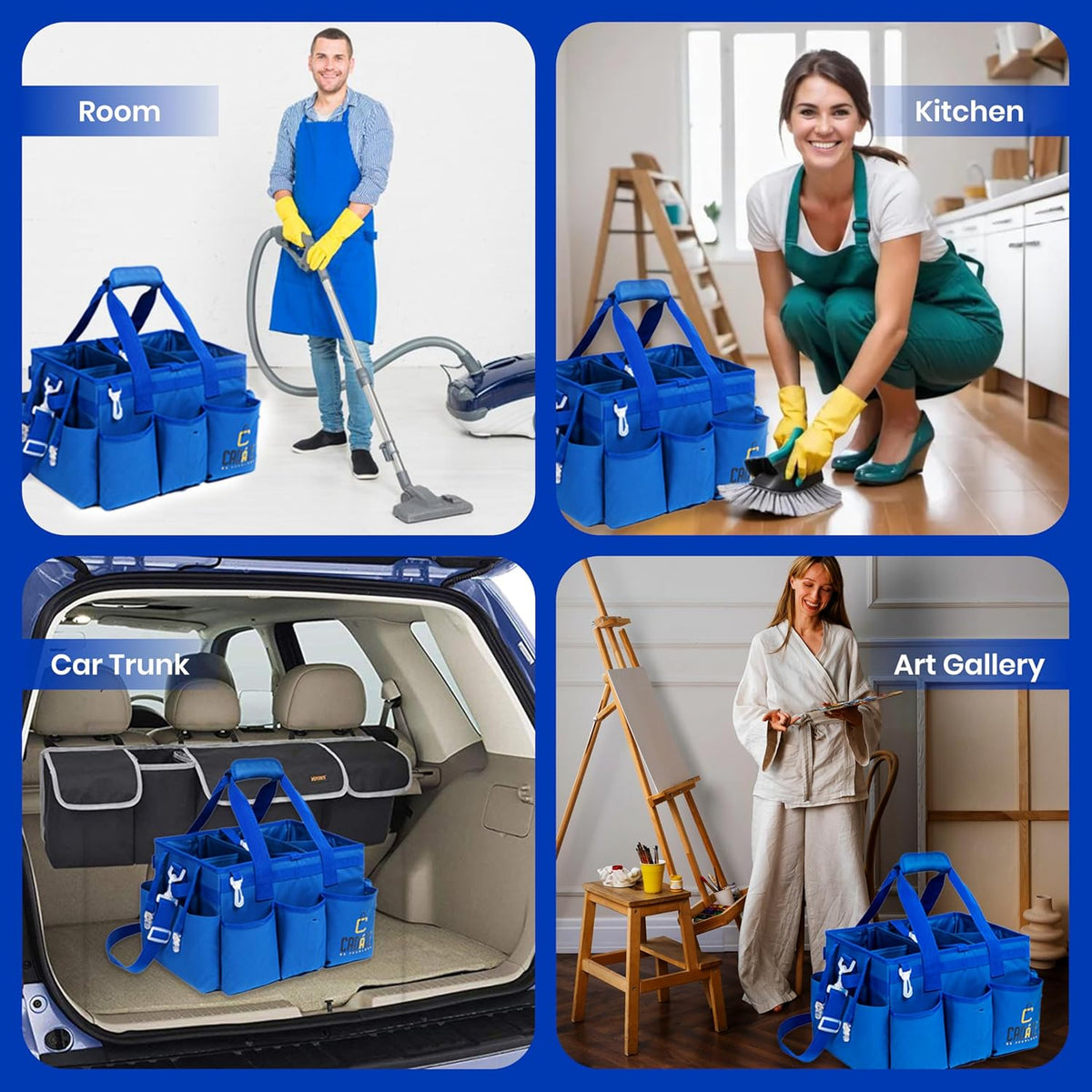 Large Cleaning Caddy Bag with 4 Adjustable Dividers C3020