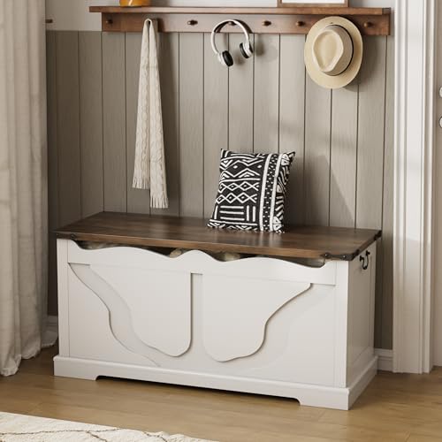 White 39.4'' Storage Chest with 2 Safety Hinges W344
