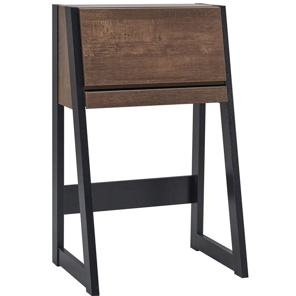 Walnut Oak Brown/Black Wood Secretary Desk Z856