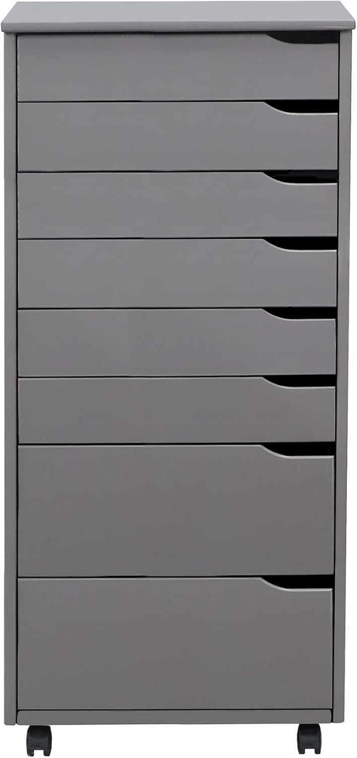 White 6 Drawer Solid Wood Roll Cart J863329