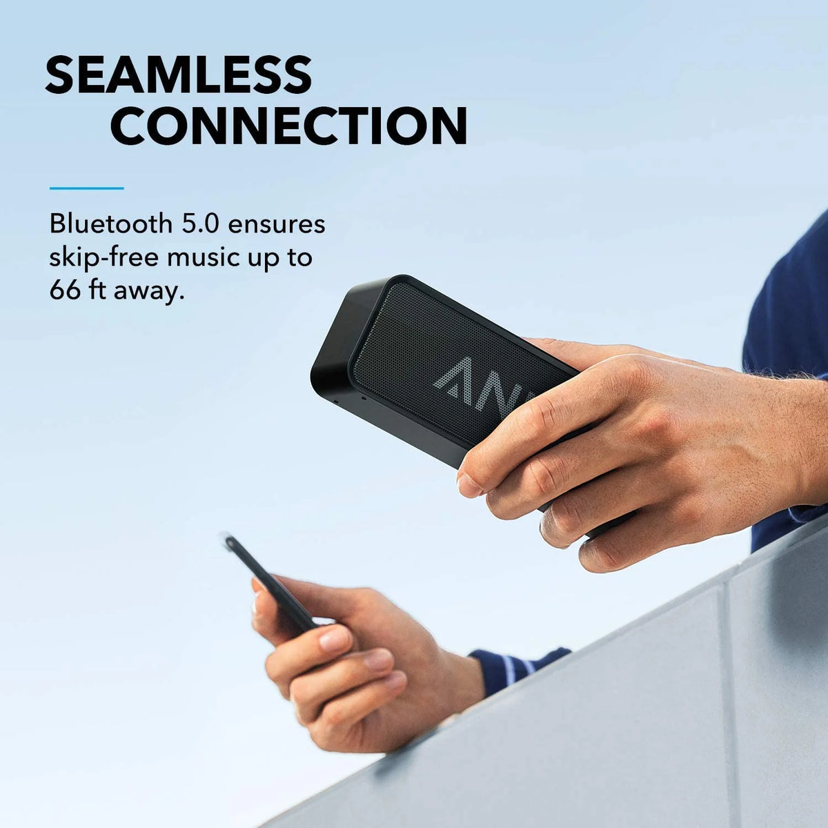 Black Portable Bluetooth Speaker Waterproof 24H Playtime E144061