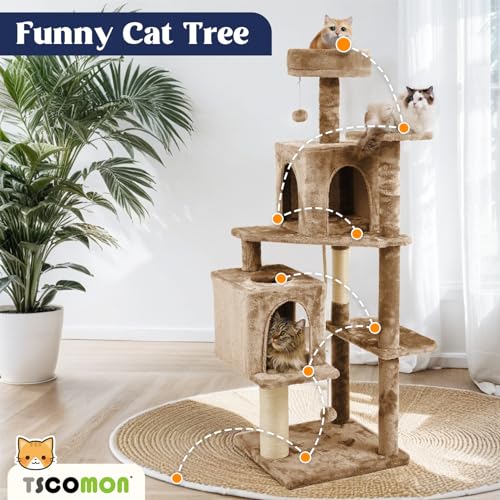 Brown 58 Inch Cat Tree Cat Condo with Scratching Post X20195
