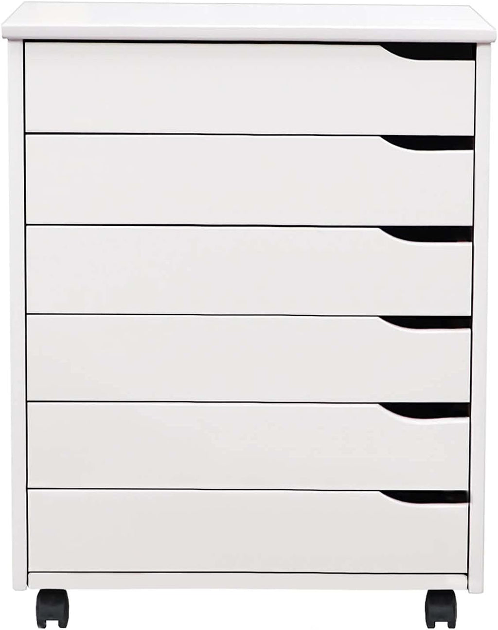 White 6 Drawer Solid Wood Roll Cart J863329