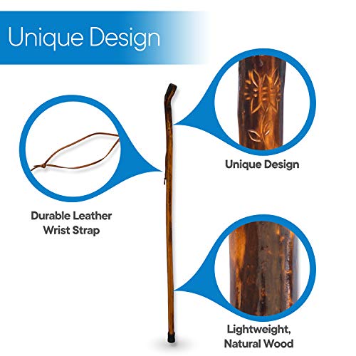Wooden Walking Stick with Leather Wrist Strap G520