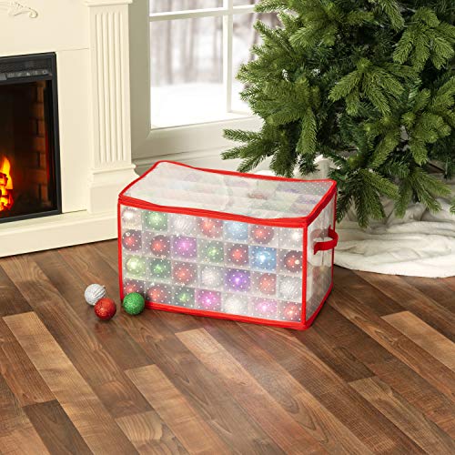 64 Compartment Zippered Christmas Ornament Box with Handles Z979837