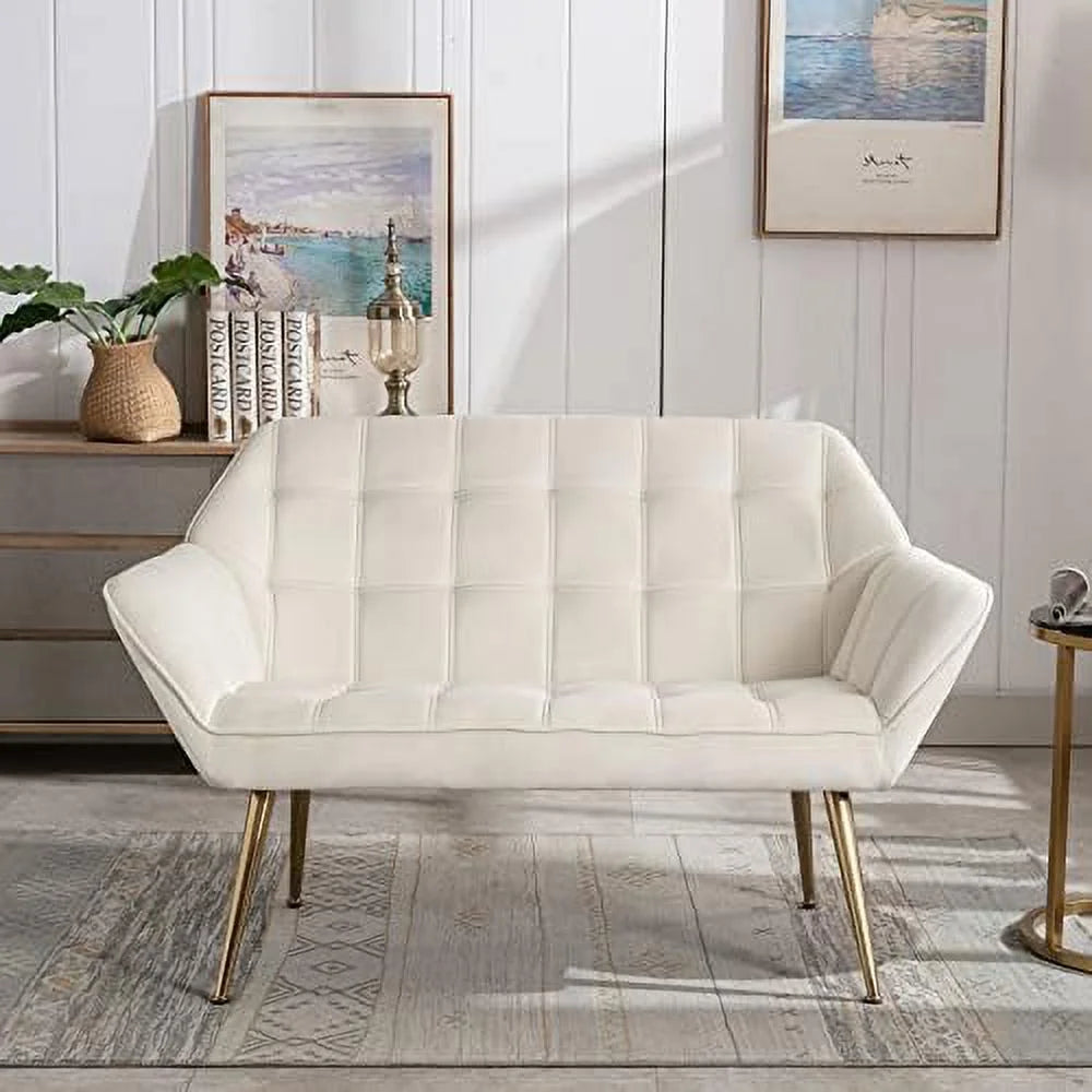 48" Small Fluffy Upholstered Loveseat Sofa with Wood Legs L864