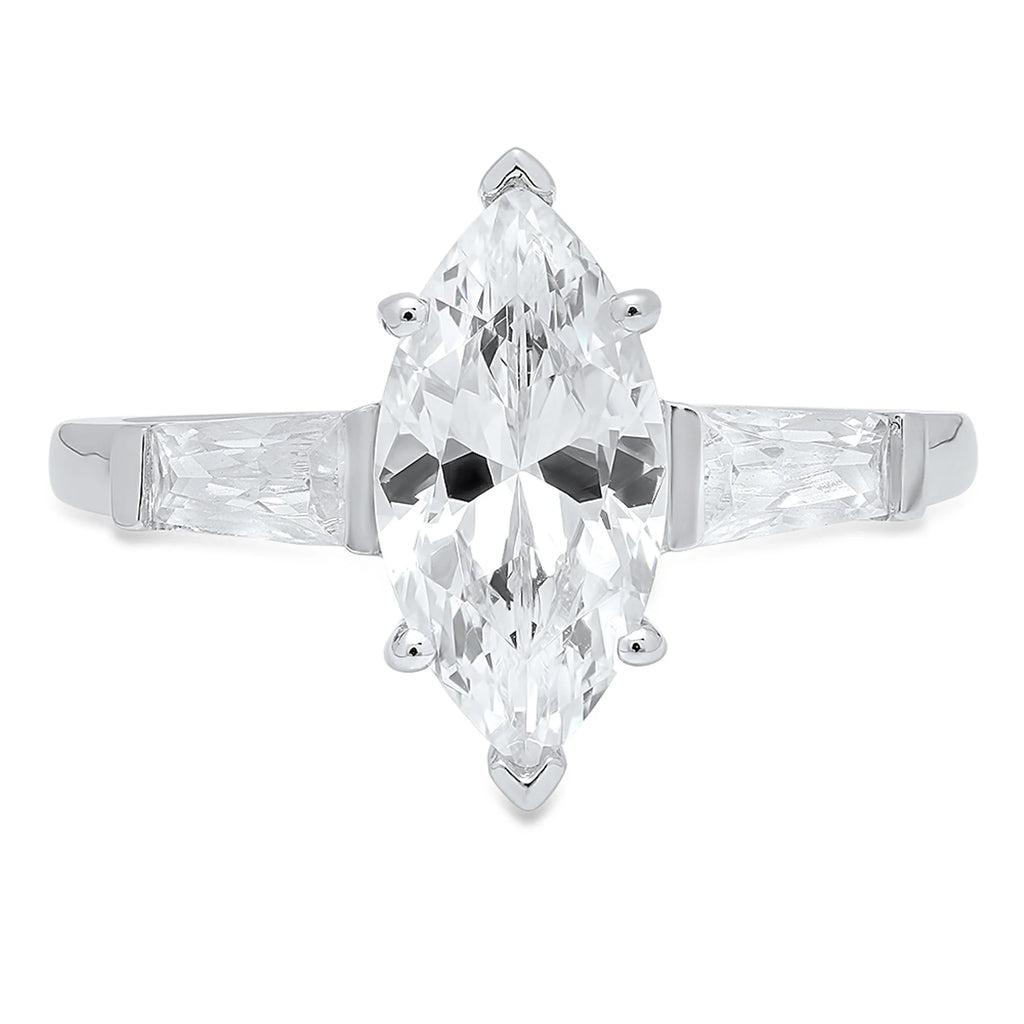 2.0ct Marquise Cut Simulated Alexandrite 18k White Gold 3 Stone Ring Z160103