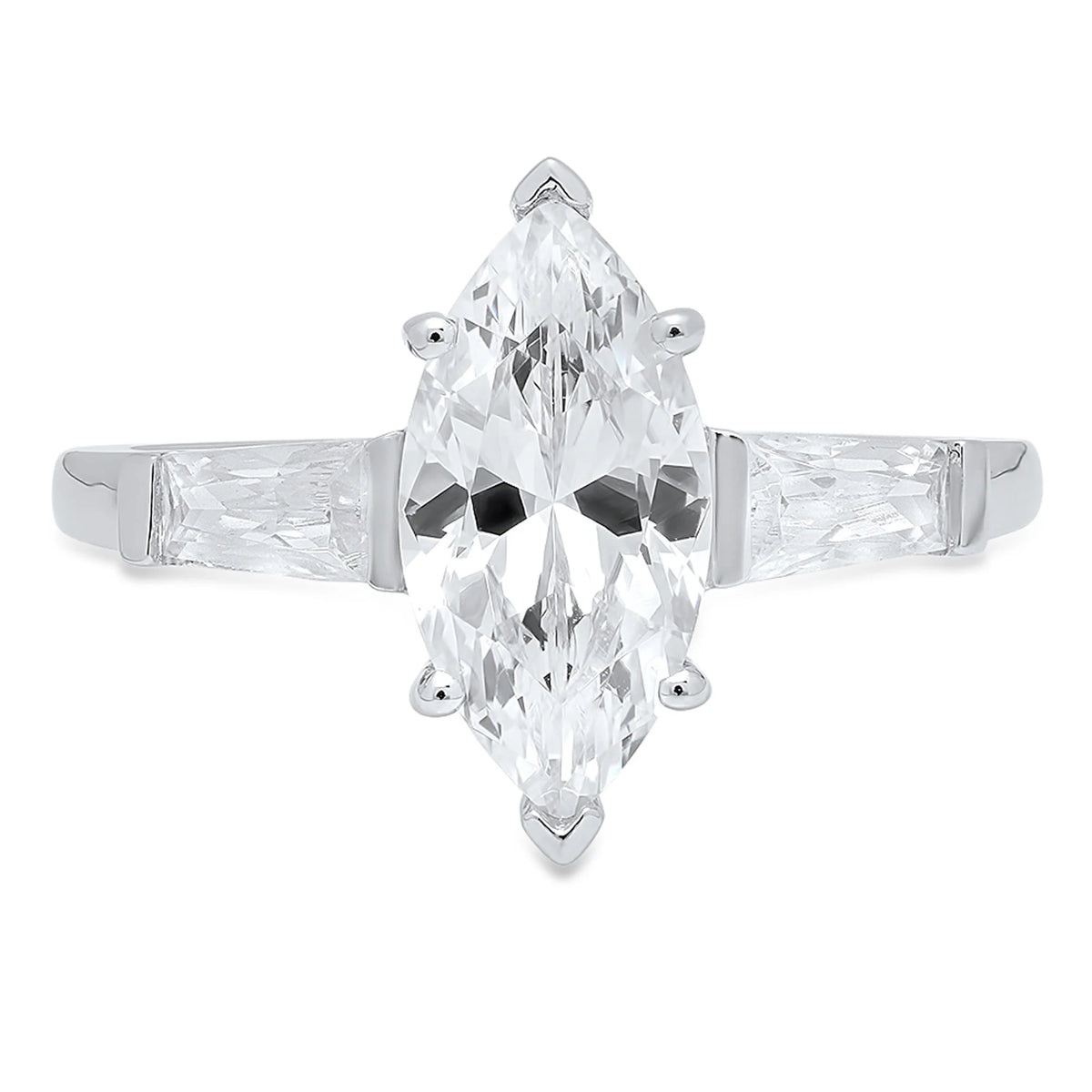 2.0ct Marquise Cut Simulated Alexandrite 18k White Gold 3 Stone Ring Z160103