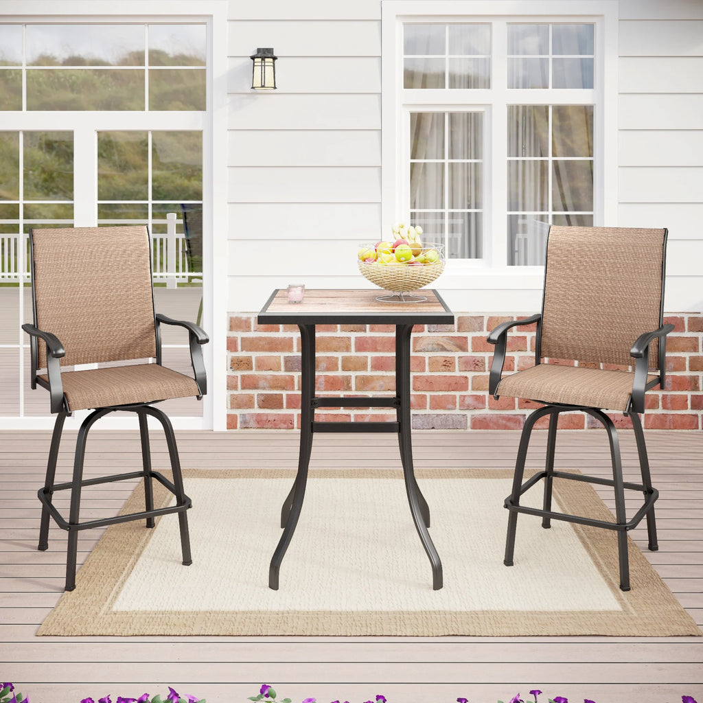 Set of 2 Black Brown Metal Swivel Barstools G429