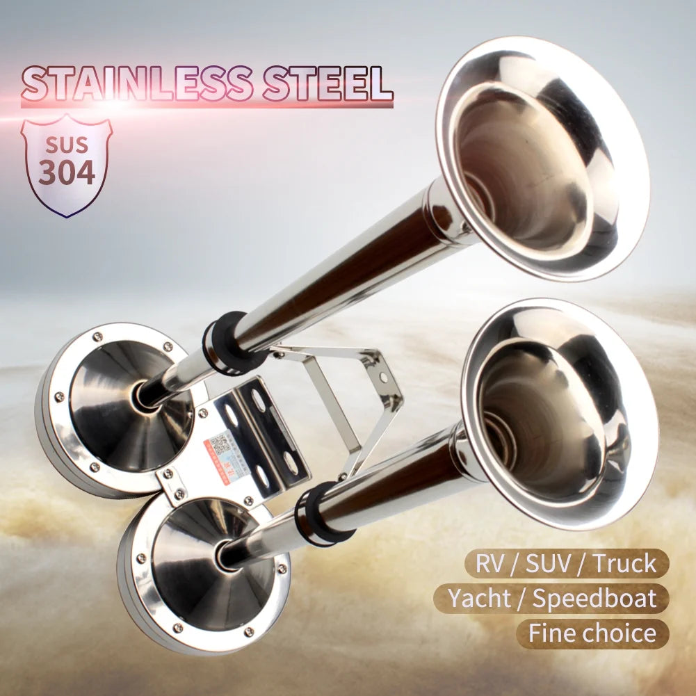 Waterproof Stainless Steel Dual Trumpet Electric Boat Horn H294