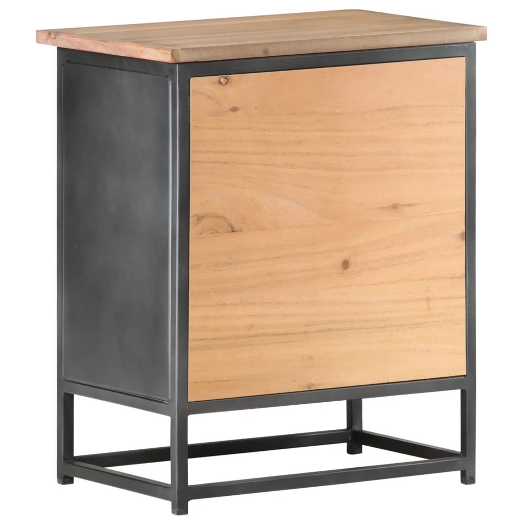 Gray Solid Acacia Wood Bedside Cabinet S1362
