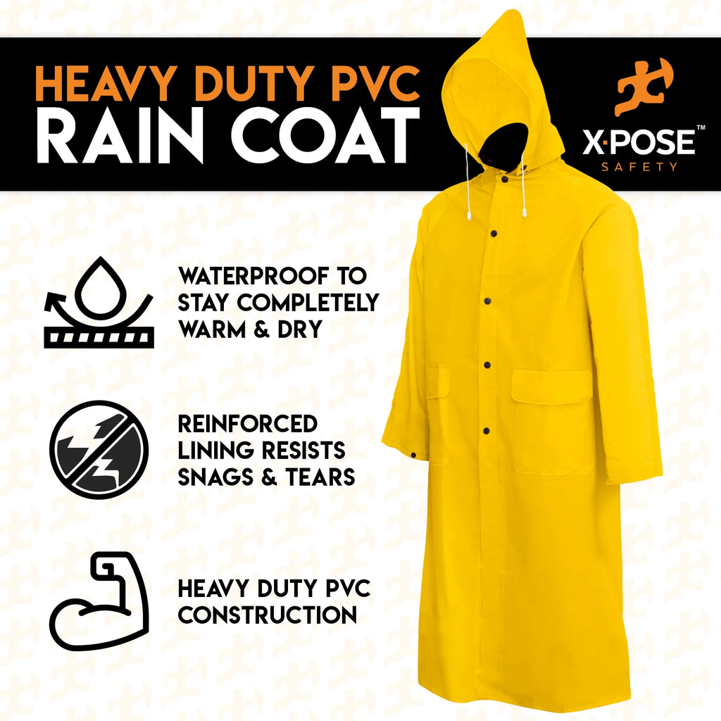 Yellow PVC Raincoat Jacket with Detachable Hood P370