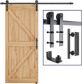 6.6 FT Heavy Duty Sliding Barn Door Hardware Kit, Black, Pack of 2 H756