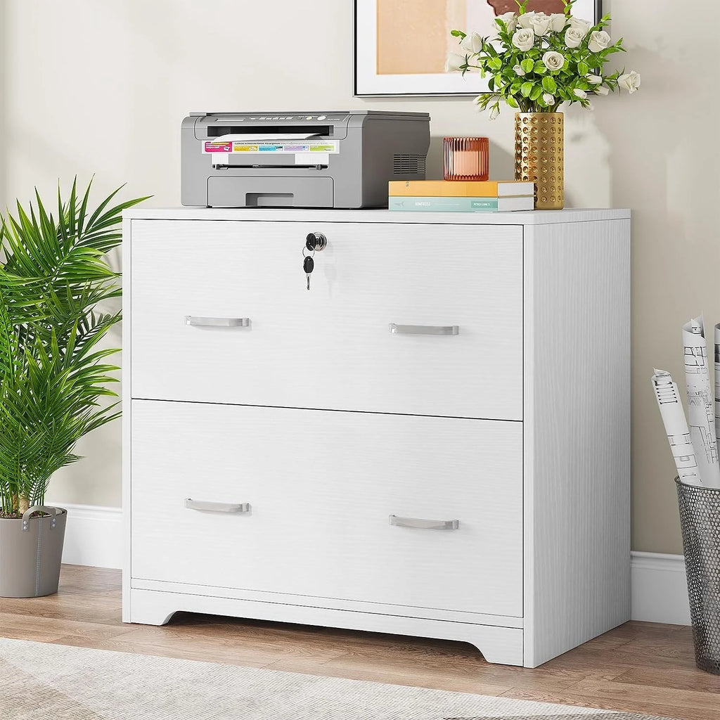 White 2-Drawer Lateral File Cabinet with Wheel Z608233