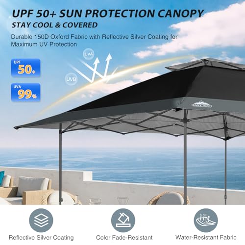 13x13 Pop Up Canopy Tent with Auto Extending Eaves Gray D744