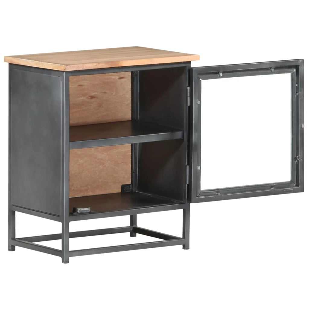 Gray Solid Acacia Wood Bedside Cabinet S1362