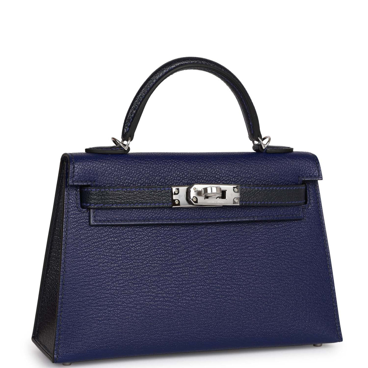Bleu Encre and Bleu Indigo Chevre Mysore Bag K578