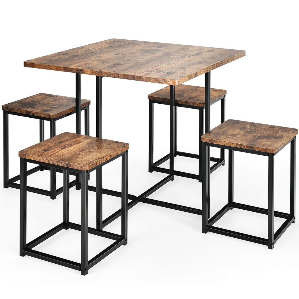 5 Pc Dining Table and 4 Stools Metal Frame K91585