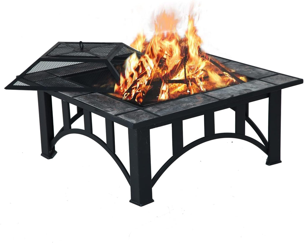 26 Steel Wood Burning Fire Pit with Poker and Cover J469079