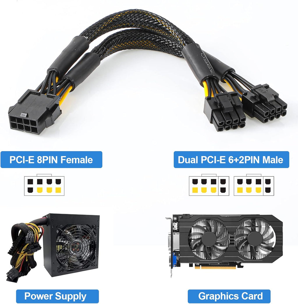 12 Pieces PCI-e Riser Express Cable Set 1X to 16X GPU Adapter Extension Cable USB 3.0 Braided Sleeved Cable M70842