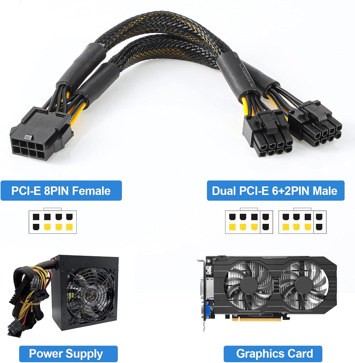 12 Pieces PCI-e Riser Express Cable Set 1X to 16X GPU Adapter Extension Cable USB 3.0 Braided Sleeved Cable M70842