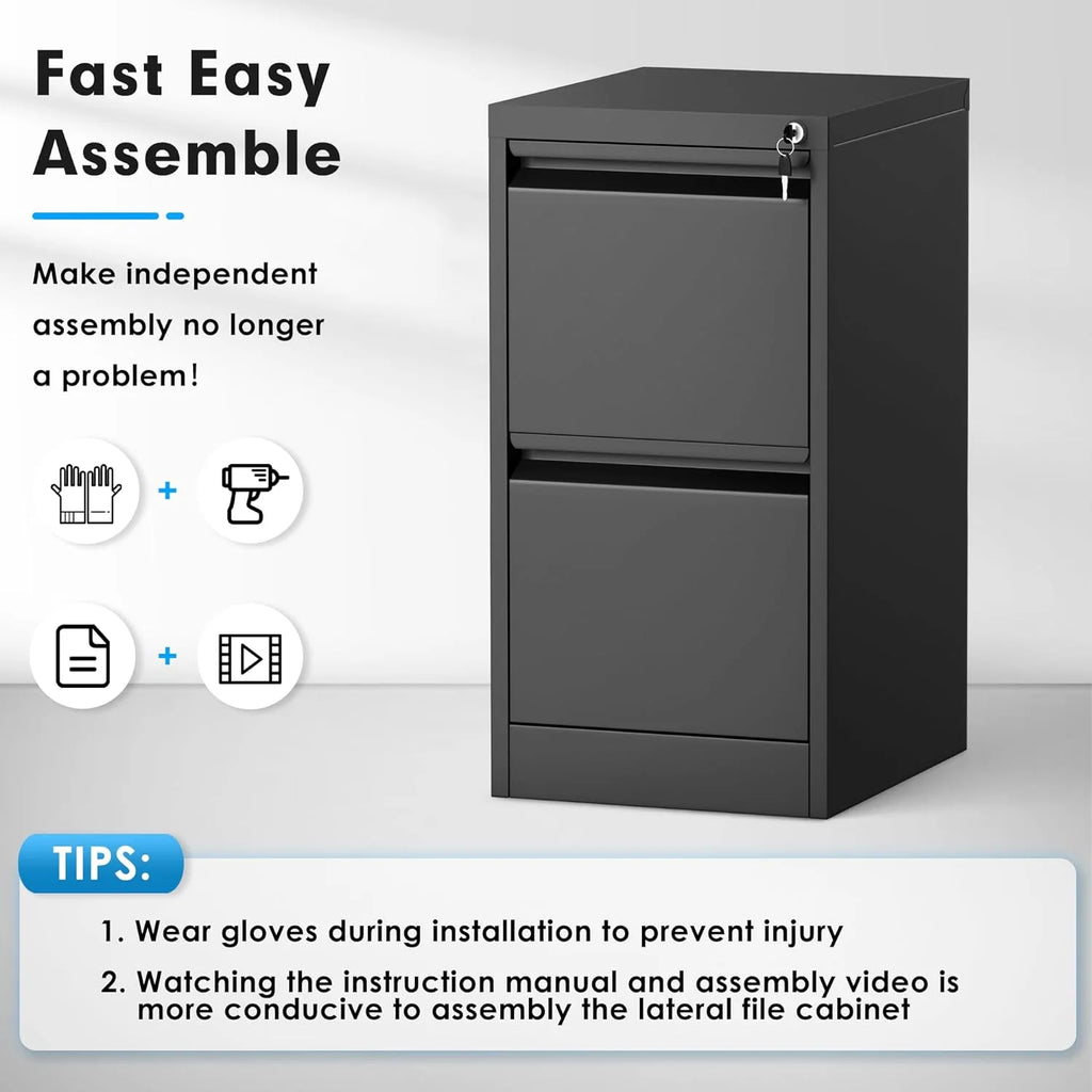 2 Drawer Metal Vertical File Cabinet with Lock S1883