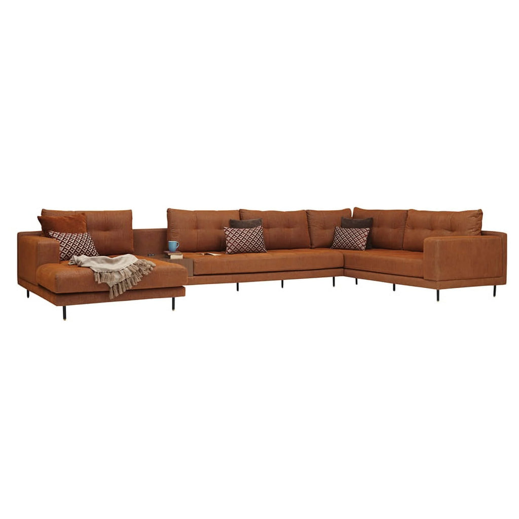 Orange 3-Seater Fabric Right Hand Facing Sofa N2958