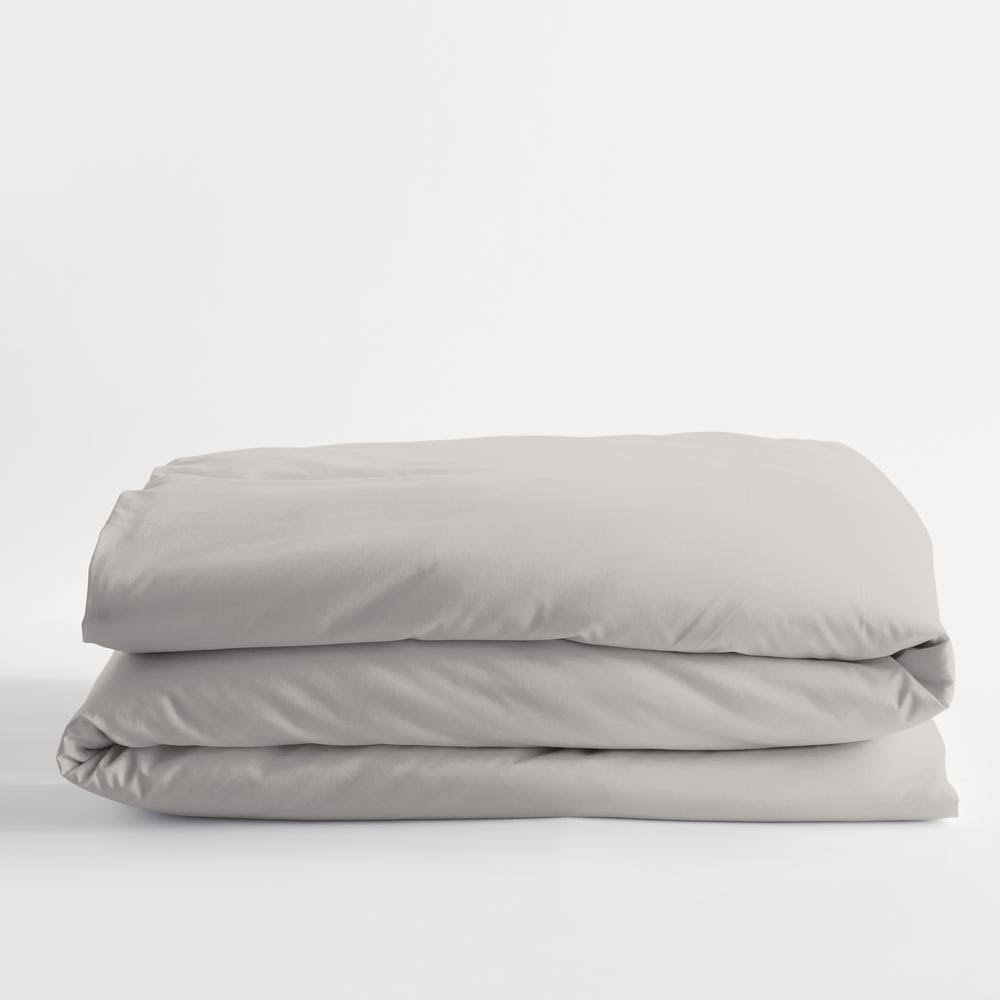 Solid Sterling Gray Cotton Sateen Twin Duvet Cover G7197