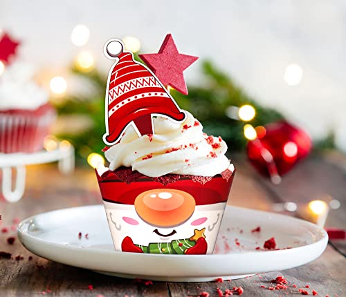 128 Pieces Christmas Cupcake Toppers Wrappers G53762