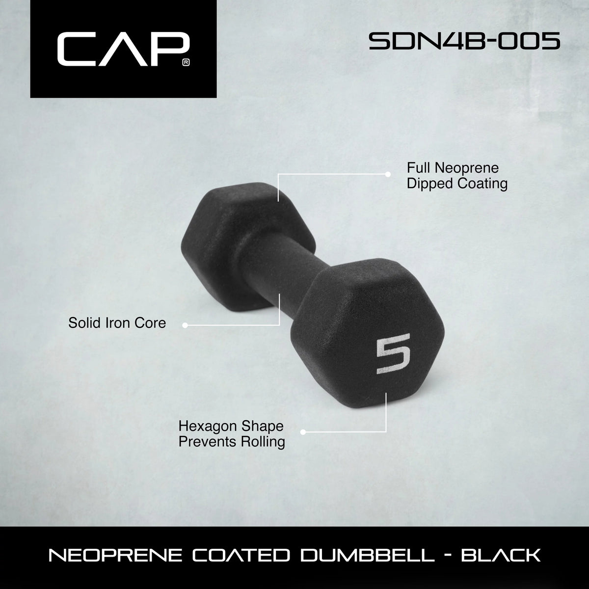 1lb Black Neoprene Dumbbell U2708