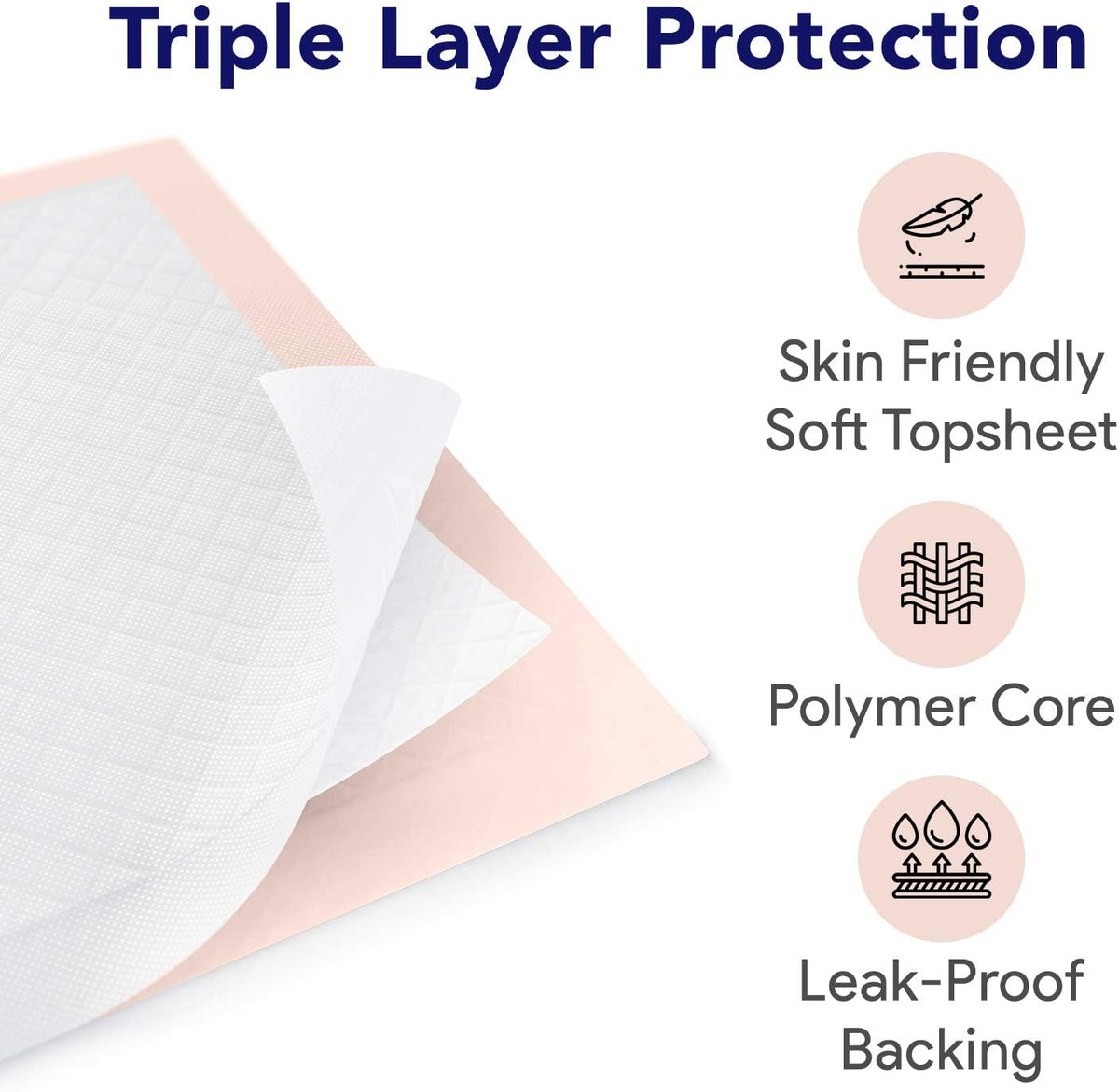 Disposable Chucks Underpads 100 Count, 30 x 36, Peach Color, Pack of 2 P516477