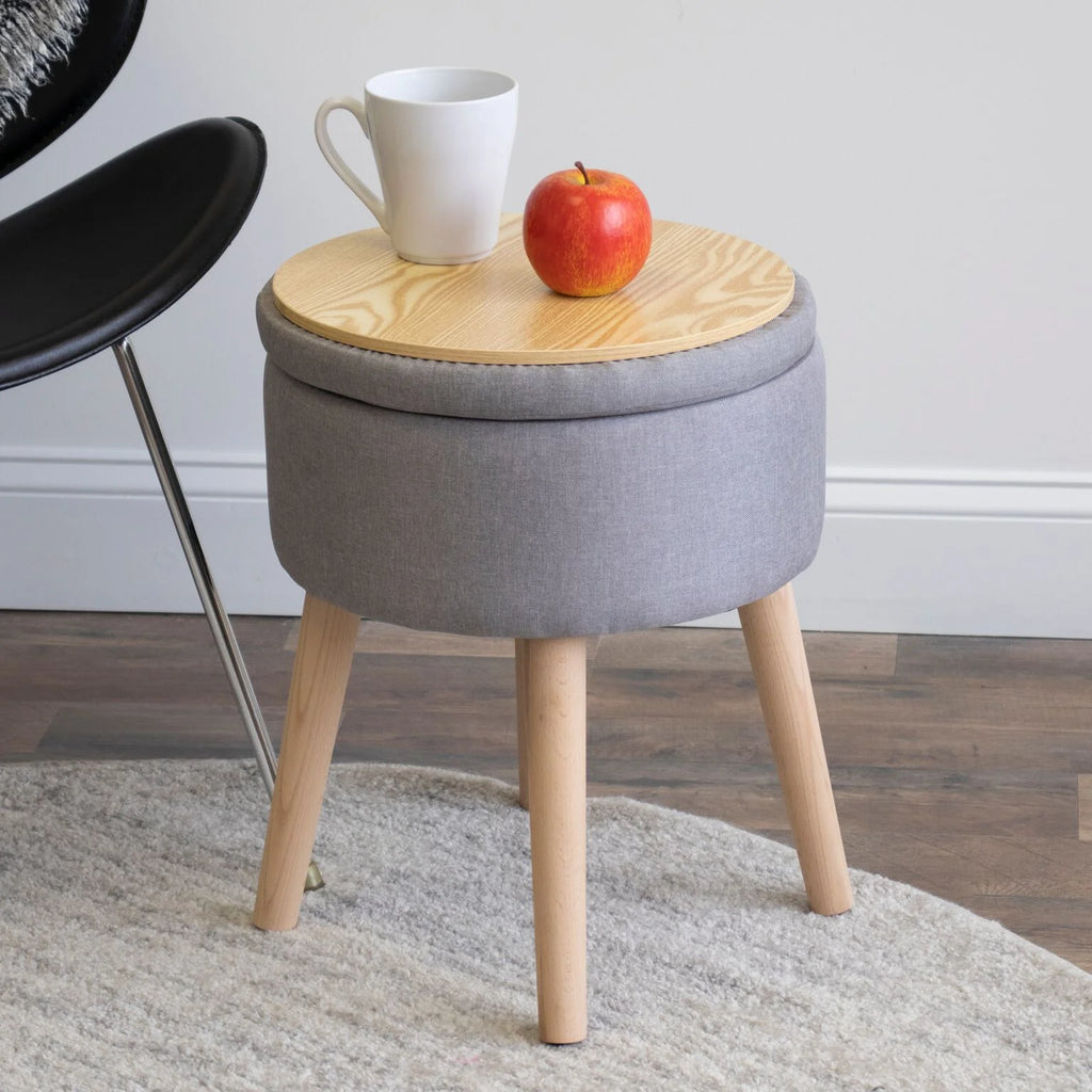 14" Round Storage Ottoman with Tray T262