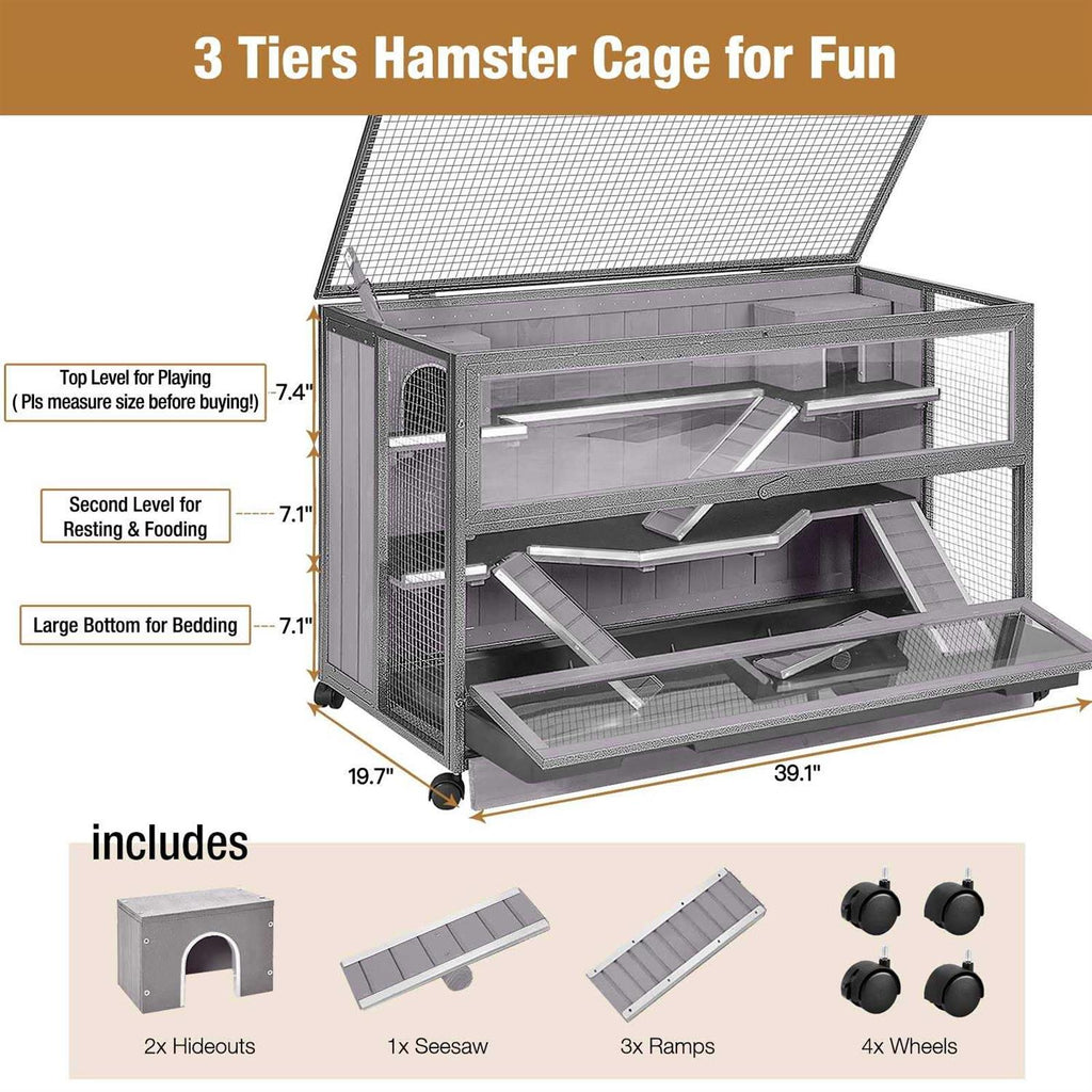 3 Levels Small Animal Cage with Chewing Toy V371