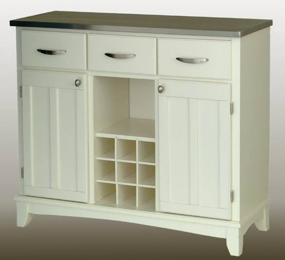 White Buffet with Stainless Steel Top V72945