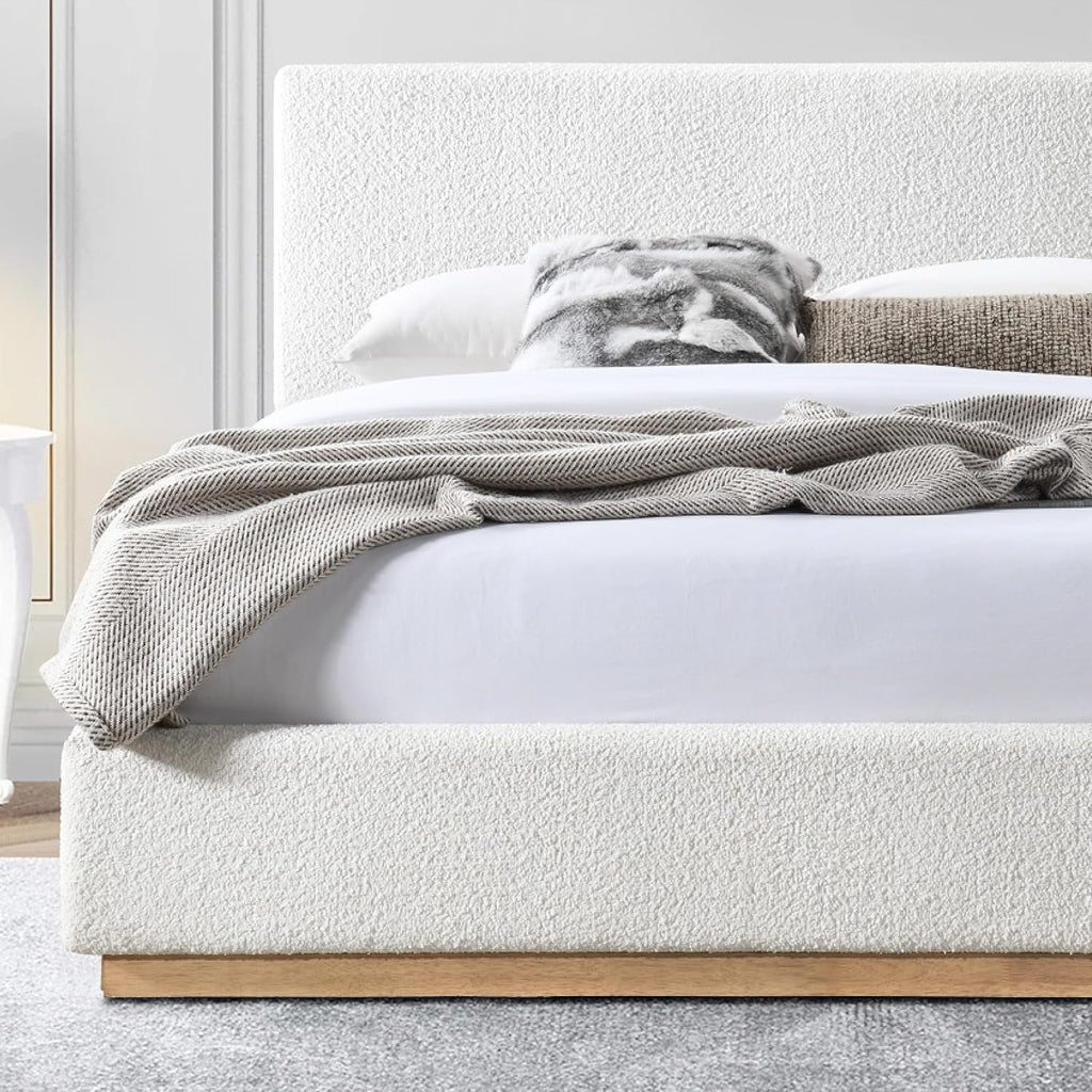 Queen Boucle Platform Bed Q239
