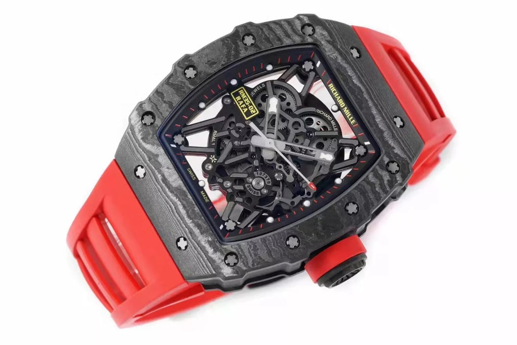Black Bezel Red Markers Red Rubber Strap Q459