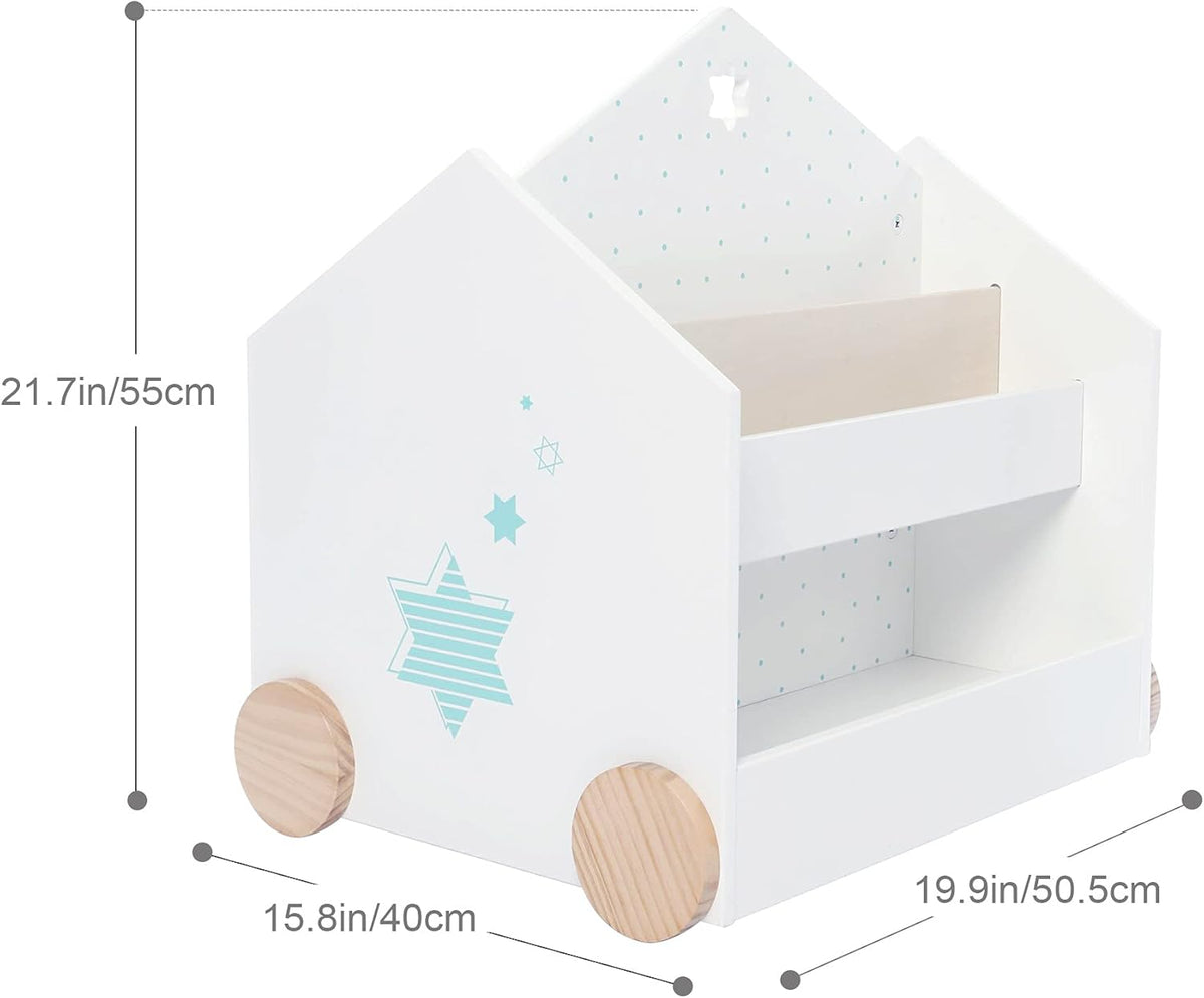 White 3-Shelf Wooden Book Rack with Storage Bins C5235