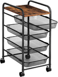 5 Tier Rolling Cart with Mesh Drawers and Wheels Z1905