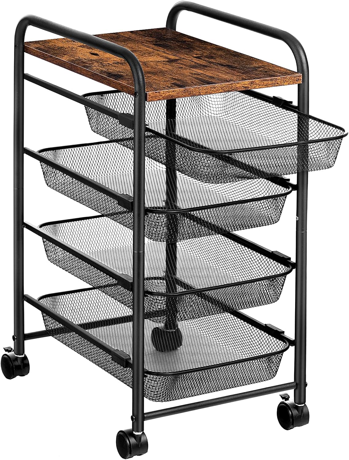 5 Tier Rolling Cart with Mesh Drawers and Wheels Z1905