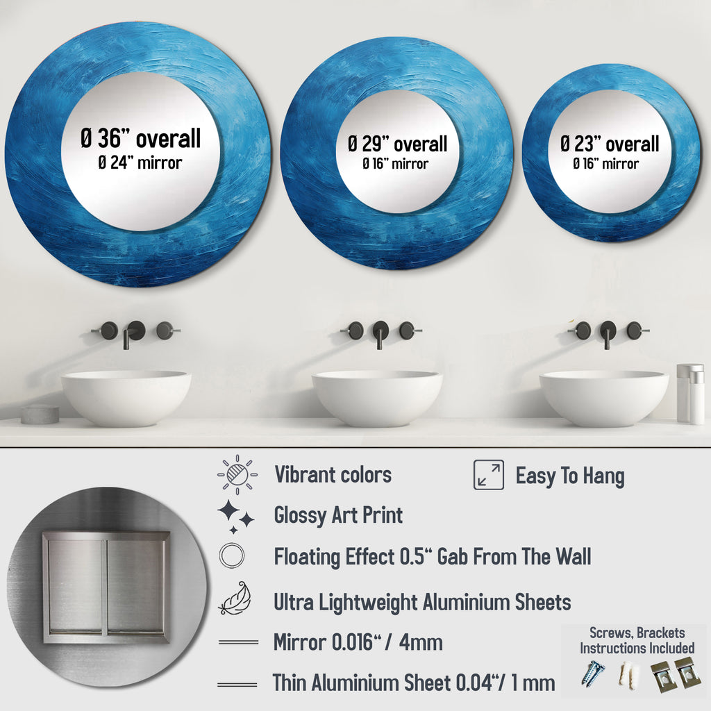 Blue Round Printed Mirror - 23" x 23" L760