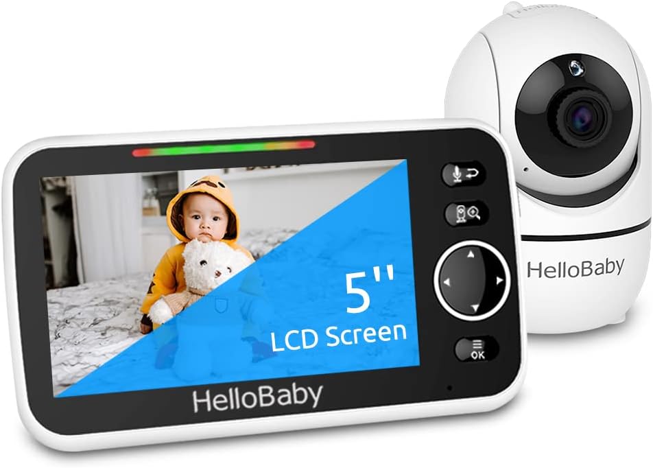 5 Inch Pan-Tilt-Zoom Video Baby Monitor with Night Vision and 2-Way Talk D668386