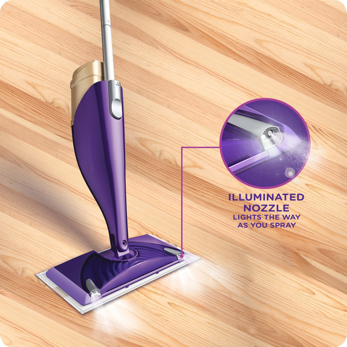 Wood Floor Mopping Starter Kit with Mop, 10 Pads, Solution, Batteries F389