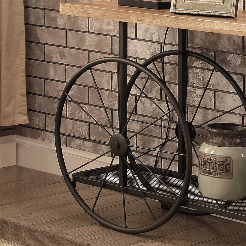 Sand Black Caster Wheels Console Table Z393087