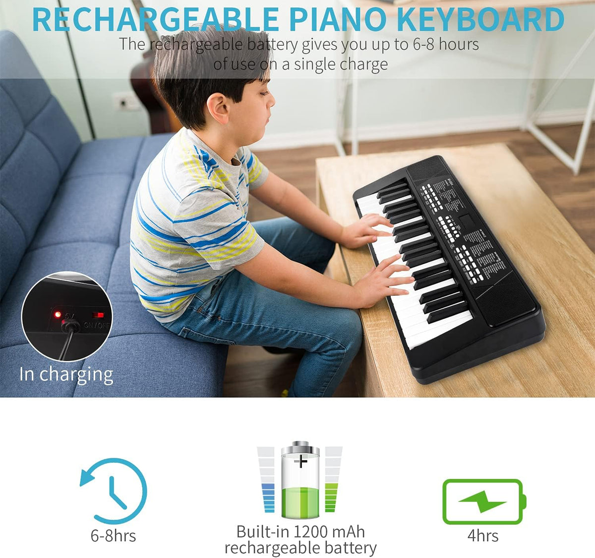 Black Pack of 2 Portable Electronic Piano Keyboard R260